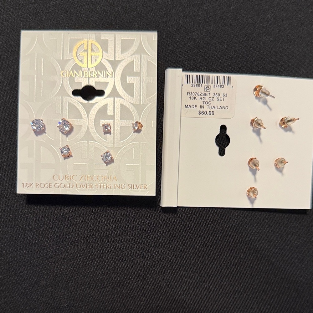 Giani Bernini Rose Gold and Silver Cubic Zirconia Earrings